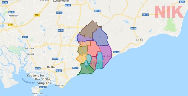 Bản đồ hành chính huyện Xuyên Mộc