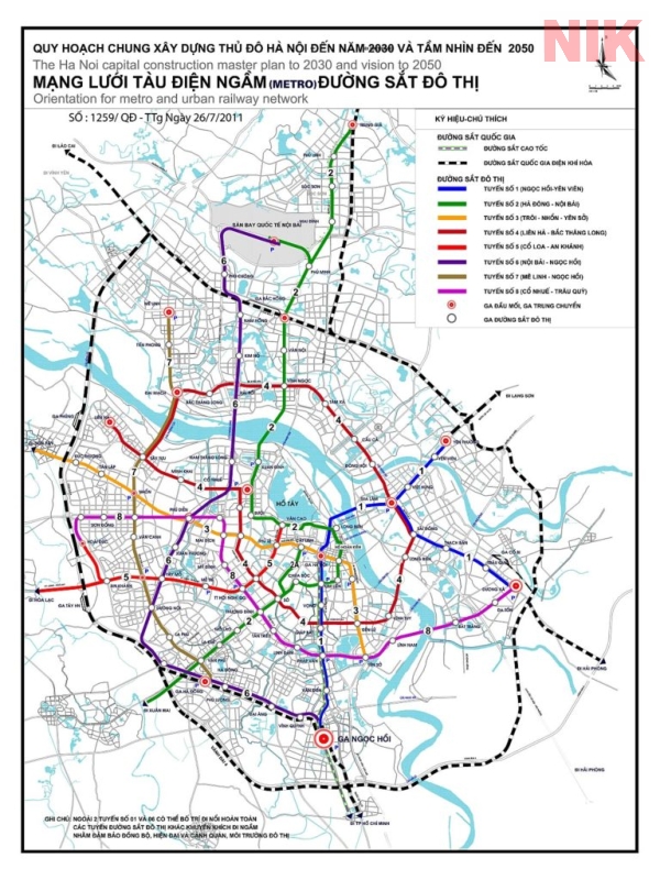 Bản đồ quy hoạch đường sắt đô thị Hà Nội - Bản đồ quy hoạch sử dụng đất Hà Nội