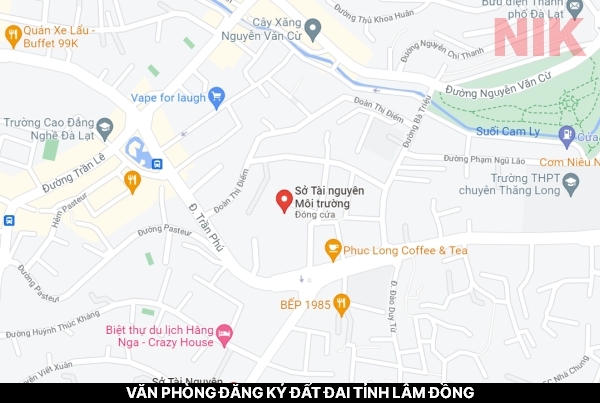 Định vị địa chỉ văn phòng đăng ký đất đai tỉnh Lâm Đồng